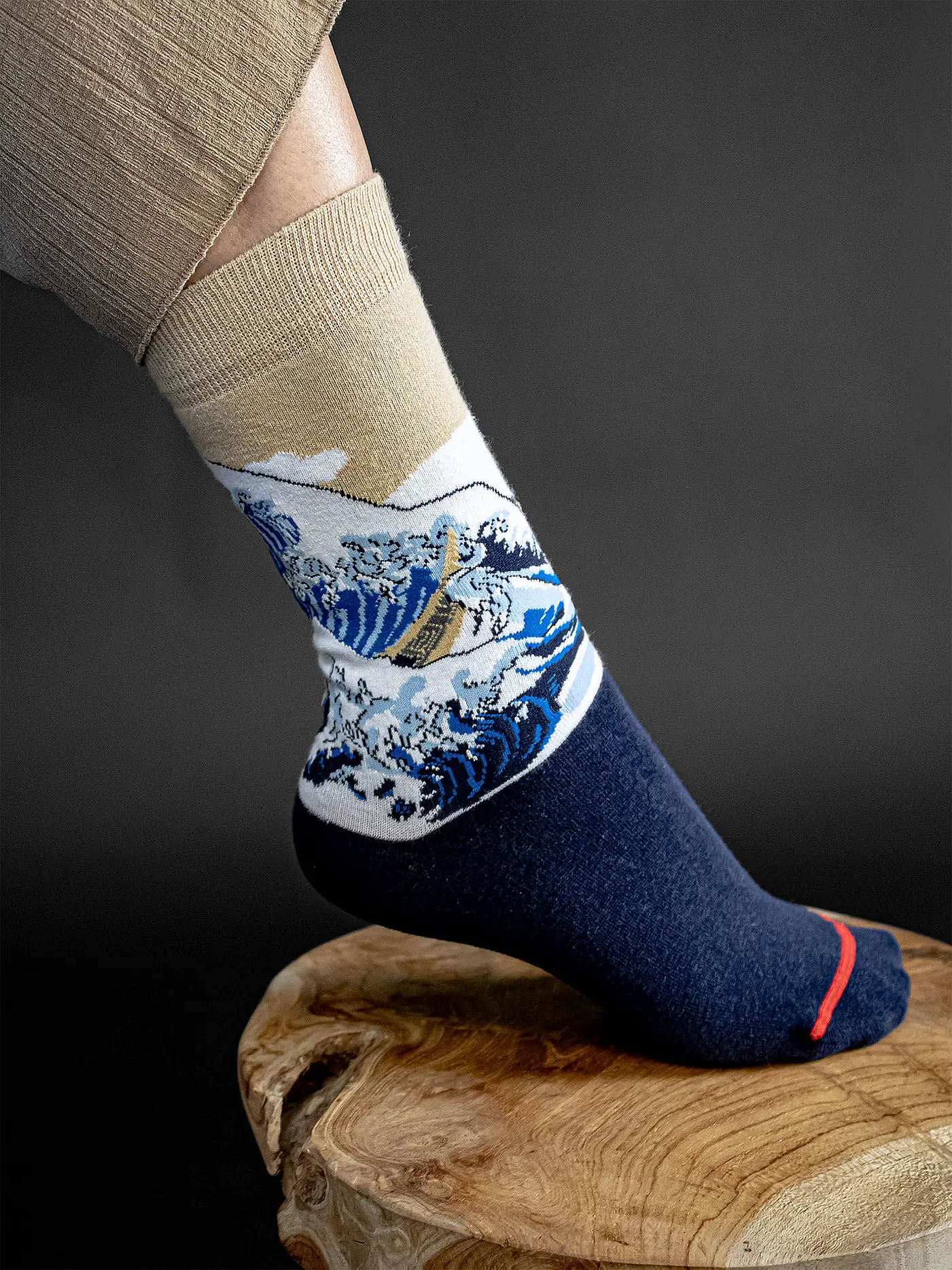 MUSEARTA | Herren Socken THE GREAT WAVE - HOKUSAI beige-multi (46-49) | 